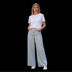 Levi's Cinch Baggy Jeans Stripe Wide Leg Carpenter Denim Women's Size 29 Blue